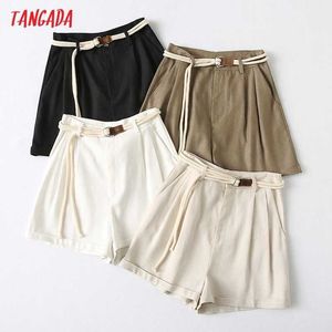 Tangada Dames Elegante Solid Rok Shorts met Slash Pockets OL Shorts Pantalones Yu74 210609