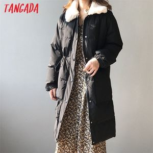 Tangada femmes col en fourrure surdimensionné longues Parkas épais hiver à manches longues poches femme chaud pardessus ASF75 201217
