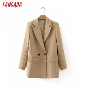 Tangada femmes kaki Blazer manteau Vintage col cranté poche mode femme décontracté Chic hauts DA02 220707