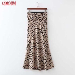 Tangada Dames Leopard Print Maxi Rok Faldas Mujer Vintage Dames Chic Rokken 1D296 210609