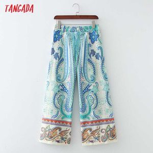 Tangada Femmes Paisley Floral Print Pantalon Long Pantalon Vintage Style Casual Lady Pantalon Pantalon 1D144 210609