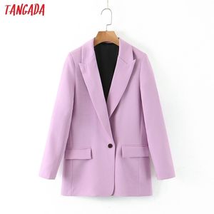Tangada femmes printemps violet clair blazer femme à manches longues élégante veste dames haute rue blazer costumes SL218 201023