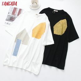 Tangada mujeres con estilo impresión camiseta de manga corta o cuello camisetas básicas damas verano streetwear chic tops camisetas XLJ03 T200512