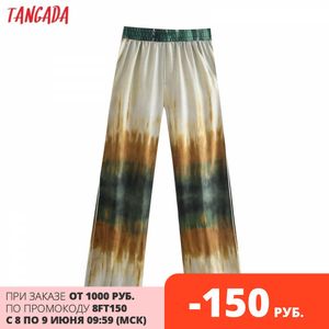 Tangada Femmes Tie Dyed Imprimer Long Pantalon Pantalon Style Vintage Strethy Taille Lady Pantalon Pantalon 5Z183 210609