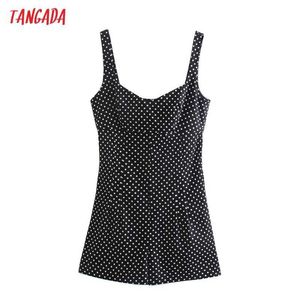 Tangada Dames Vintage Dots Print Playsuits Riem Mouwloze Rompertjes Dames Zomer Casual Chic Jumpsuits 2W104 210609