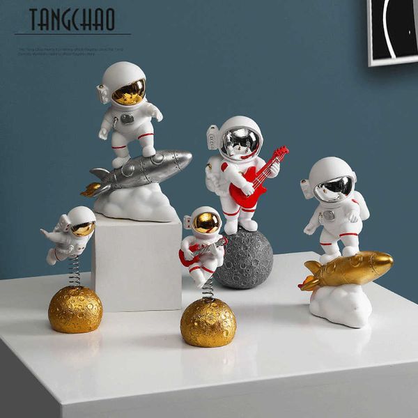 Figuritas creativas TANGCHAO para decoración Interior del hogar, escultura de astronauta de resina, estatua decorativa para sala de estar