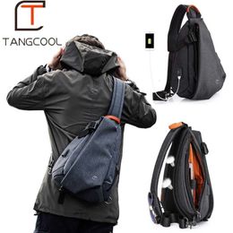 Tangcool multifonction mode hommes sacs à bandoulière USB charge poitrine Pack court voyage messagers sac hydrofuge sac à bandoulière M228a