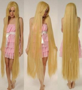 Tangled Rapunze super 150cm longue perruque cosplay perruque blonde droite