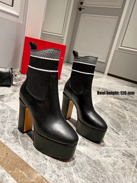 Bottes à plateforme Tango bottes de créateur femme bracelet en cuir de veau avec talons hauts VLOGO noir marron sexy blanc chaussures d'usine de haute qualité