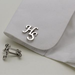 Tangula Iniciales personalizadas de gemelo para hombres de acero inoxidable Personalizar letras de la letra enlaces de joyería de boda Regalos para el novio 240403