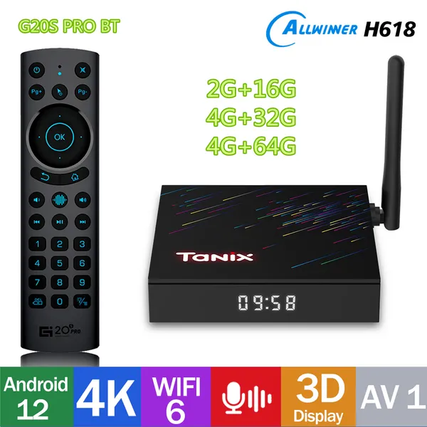 Tanix TX68 TV Box Android 12 Allwinner H618 WiFi6 2G 16G TVBOX 4G 32G 64G 3D BT AV1 2,4G 5G Wifi 4K HDR reproductor multimedia decodificador