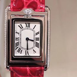 Tank Diamond Flip WatchGeïmporteerd quartz uurwerkTent Top Intrekbare saffierspiegelAlligator lederen bandBeschikbare kleurenLuxe horloges van hoge kwaliteit