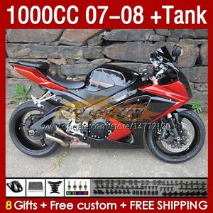 Tankbeurten voor Suzuki GSXR-1000 K7 GSXR 1000 CC GSXR1000 2007 2008 BODYS 158NO.72 1000cc GSX-R1000 2007-2008 Bodywerk GSX R1000 07 08 Volledige kuipen Kit Oranje Stock