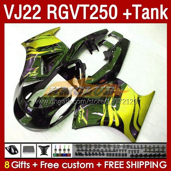 Carénages de réservoir pour SUZUKI RGVT250 VJ 22 RGV RGVT 250 CC RGVT-250 160No.182 RGV250 SAPC VJ22 90 91 92 1993 1995 1996 RGV-250 1990 1991 1992 93 94 95 96 OEM Carénage flamme dorée s