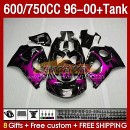 Carenados de tanque para SUZUKI SRAD GSXR600 GSXR 750 600 CC 1996-2000 156No.133 GSXR-600 GSXR750 750CC 1996 1997 1998 1999 2000 GSX-R750 600CC 96 97 98 99 00 Carenado llama rosa s