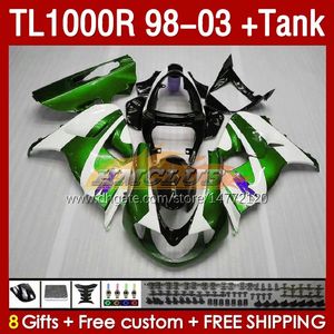 Tankbeurt voor Suzuki TL-1000R SRAD TL-1000 TL 1000 R 1000R 98-03 Bodywerk 162No.123 TL1000R 1998 1999 2000 01 02 03 TL1000 R 98 99 00 2001 2002 2002 2003 Fairing Green Stock