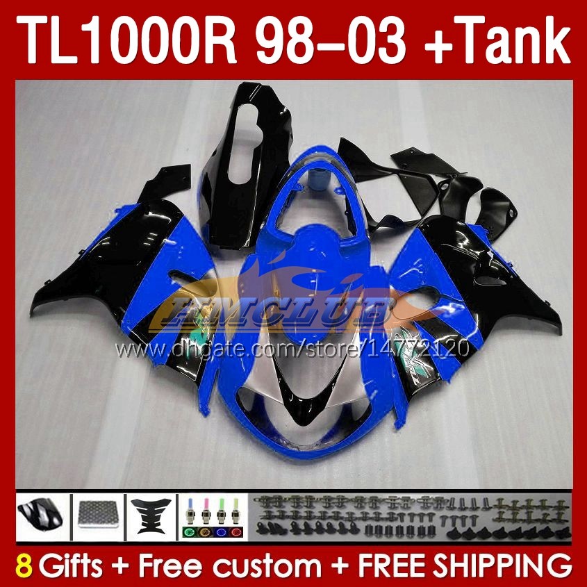 & Tank Fairings For SUZUKI TL-1000R SRAD TL-1000 TL 1000 R 1000R 98-03 Bodywork 162No.133 TL1000R 1998 1999 2000 01 02 03 TL1000 R 98 99 00 2001 2002 2003 Fairing blue stock