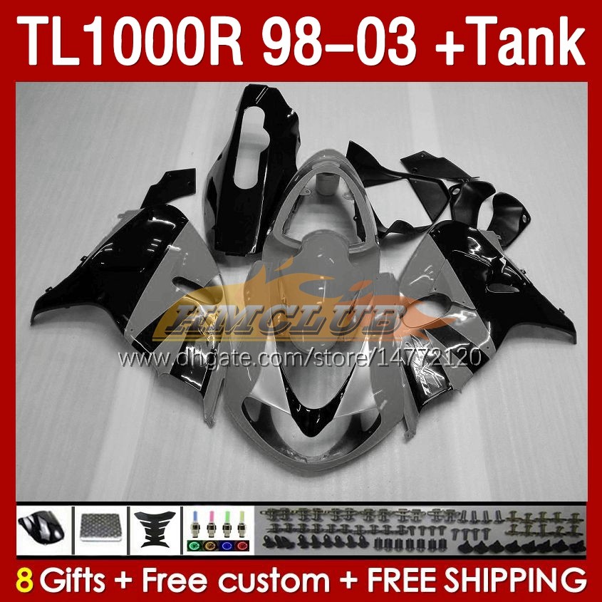Обтекание танков для Suzuki TL-1000R SRAD TL-1000 TL 1000 R 1000R 98-03 Кузов 162NO.138 TL1000R 1998 1999 2000 01 02 03 TL1000 R 98 99 00 2001 2002 2003 Fairing Glossy Grey