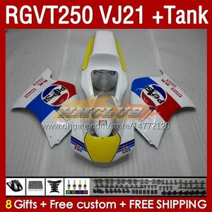 Kit de carenados de tanque para SUZUKI RGV250 VJ21 SAPC RGV-250CC RGVT-250 1988 1989 Carrocerías 159No.70 RGV-250 RGVT250 88 89 RGVT RGV 250CC 250 CC 88-89 Kit de carenado blanco brillante