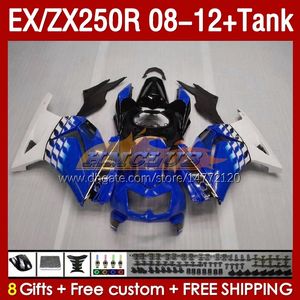 Tankinjectiebeurzen voor Kawasaki Ninja ZX250 EX250 R 2008-2012 163NO.136 EX ZX 250R EX250R ZX250R 2008 2009 2010 2012 ZX-250R 08 09 10 11 12 Fairing Blue Glossy