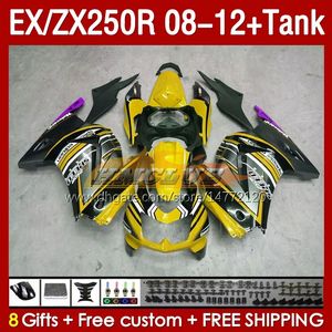 Tankinjectiebeurzen voor Kawasaki Ninja ZX250 EX250 R 2008-2012 163NO.160 EX ZX 250R EX250R ZX250R 2008 2009 2010 2012 ZX-250R 08 09 10 11 12 Fairing Yellow Stock