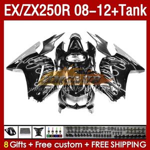 Tank OEM-kuipen voor Kawasaki Ninja ZX-250 ZX250 EX250 R ZX250R 08 09 10 2011 2012 163NO.211 EX ZX 250R EX250R ZX-250R 2008 2009 2010 11 12 Injectie Fairy Flames