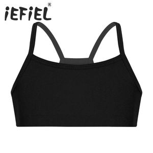 Tank Top Childrens and Girls Elastic Solid Color Tank Bra Top Ballet Dance Stage Performance Dance Class Clothing Y240527