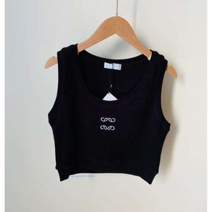 Débardeur en top en tricoté pour femmes brodées T-shirt yoga sports broderie sexy