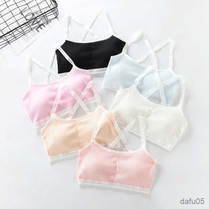 Tank Top Lace Cotton Youngs Training Bra Vest de niños adolescentes adolescentes Camisetas para niñas Camisolas para el tubo de 8-14 años con almohadilla de cofre R230817