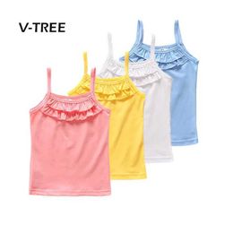 Tank Top V-TREE Summer Girls T Shirt Cotton Sleeveless Garment T Shirt For Girls Tops Tees Outwear Baby Kids Clothes Designer Y240527
