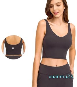 Débardeurs tissu doux U dos Yoga soutien-gorge couleur unie sport soutiens-gorge antichoc gilet de course vêtements de sport sexy femmes sous-vêtements avec amovible