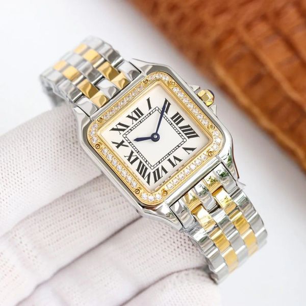Montre femme 27MM mode avec diamant classique Panthere 316L en acier inoxydable Quartz pierre précieuse pour dame cadeau de qualité supérieure avec montre-bracelet design Montres de luxe