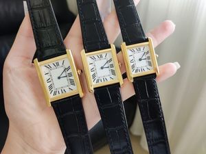 Tank-Damenuhr, Damen-Quarz-Herren-Luxus-Armbanduhr, rechteckig, kleines Zifferblatt, Designer-Uhr, Lederarmbanduhr, hochwertig, 24 mm, mittelgroß, 27 mm, Herrenuhr, groß, 31 mm