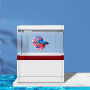 Tanks Aquarium de 1,5 litre avec filtre caché et éclairage LED pour cultiver des plantes aquatiques et des poissons dans un seul environnement, lumière réglable