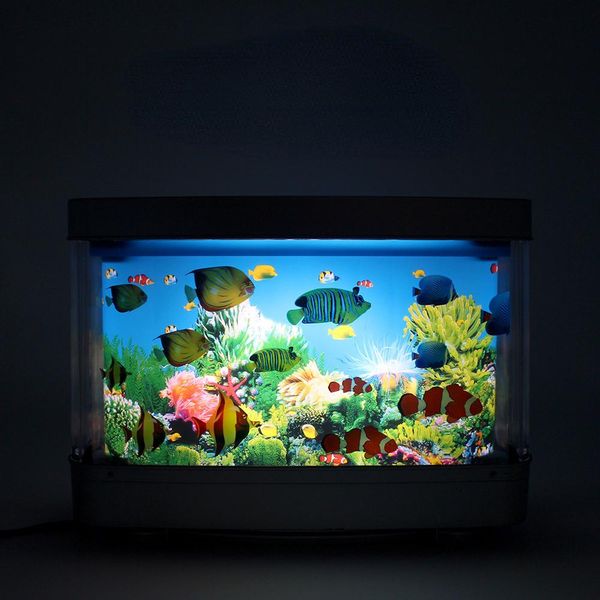 Tanques de peces tropicales artificiales, luces decorativas para acuario, luces Led virtuales móviles para océano con interruptor, luces coloridas