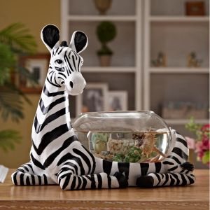 Tanks Creative Zebra Mini Fish Tank Desktop Decoratie Ornamenten Desk Aquarium Turtle Tank Home Kleine Decoratie woonkamer ambachten