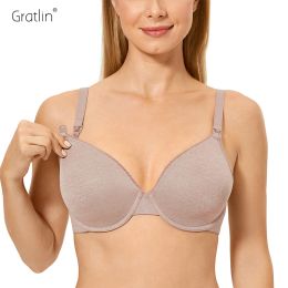 Tanks Gratlin Soutien-gorge d'allaitement de maternité grande taille pour femme Couverture complète Légèrement rembourrée à armatures Vêtements de grossesse