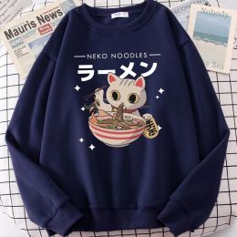 Tanks Harajuku Kat Neko Noedels Ramen Print Kleding Harajuku Persoonlijkheid Trui Comfortabele Casual Trui Herfst Hip Hop Vrouwen Tops