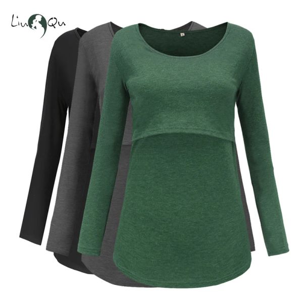 Tanks LIU QU allaitement haut vêtements de maternité décontracté femmes enceintes t-shirt grossesse vêtements pour femmes grande taille SXL automne hiver