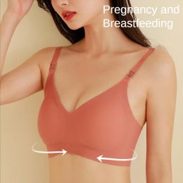 Tanks Maternity Bras Wirefree Nursing Bra Panties Set Vêtements de grossesse Pas de trace Pas de bague en acier enceinte post-partum