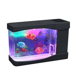 Tanks Nouveau Mini Aquarium artificiel Lightahead un réservoir de poisson de natation LED multicolore sensoriel avec boîte à poissons à bulles