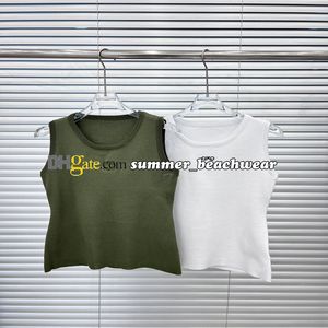 Tanks t-shirt concepteur de style court cru à l'idée brodée de gilet en tricot de créateur