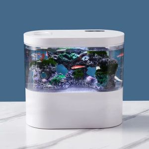 Réservoirs USB Mini Aquarium de bureau pompe à eau intégrée/lumière LED/filtre auto-circulation et auto-circulation réservoir de poisson rouge