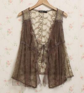 Tanks Vintage Mujeres Crochet Crochet Floral Vest Caón