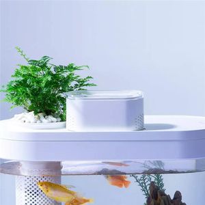 Tanks Xiaomi géométrie intelligente Aquarium aquaponique écosystème Transparent Aquarium Intelligent mangeoire pour poissons réservoir de poissons Wifi boîte intelligente