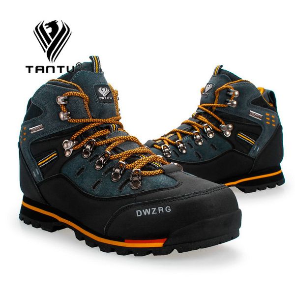 TANTU Hombres Senderismo Cuero impermeable Escalada Zapatos de pesca Nuevos zapatos populares para exteriores Hombres Botas altas de invierno