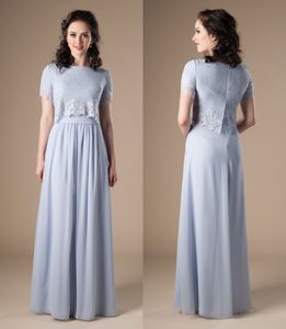 Tanzinite longues robes de demoiselle d'honneur modestes avec mancherons en dentelle Top A-ligne jupe Boho formelle rustique robe de soirée de mariage religieux