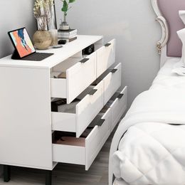 Taohfe 6 Drawer Dresher For Bedroom Modern White Coffre de tiroirs pour commode en bois pour enfants