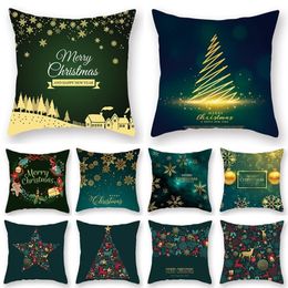 Taoup Green Christmas Pillow Fase Merry Christmas Decoración para adornos de Navidad Noel Case Natal 2018 NaviDad Año Nuevo197y