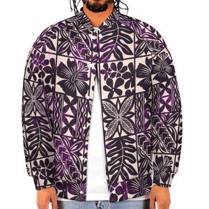 Tapa violet imprimé Tropical décontracté maillot de Baseball en vrac conception tribale polynésienne hiver polaire Bomber veste hommes pour l'extérieur 28 78